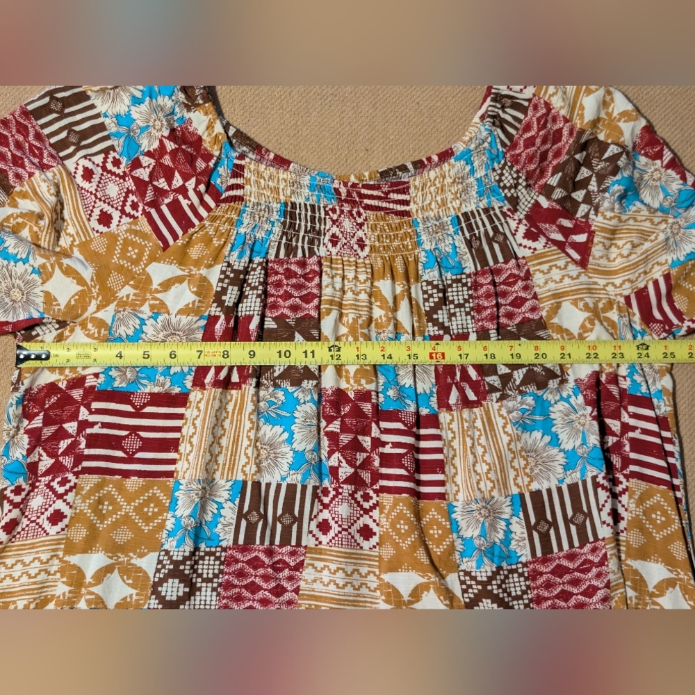Cato Plus Size Patchwork Patterned Multicolor Bell Sleeve Blouse - Picture 10 of 12